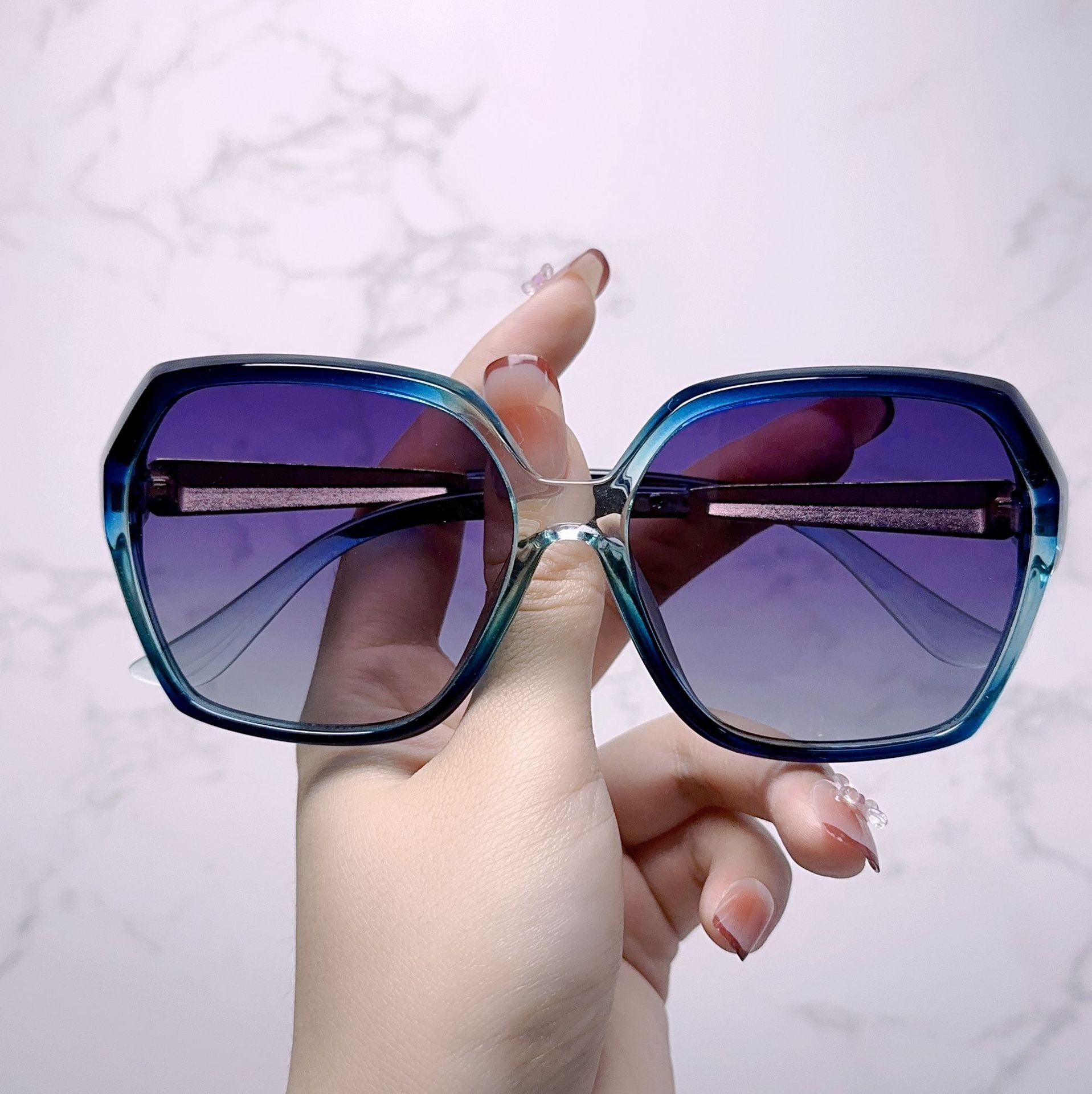 Wholesale Metal Square Large Frame PC Sunglasses